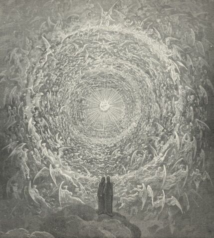 Figure 1: Dante and Beatrice gaze upon the Empyrean, the highest heaven.