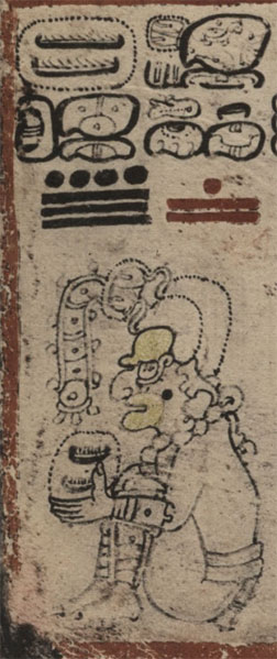 Fig. 28: Maya creator and sky god ItzamnÃ¡ wearing the Akbal flower headdress.