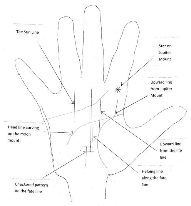 hand showing key palmistry features