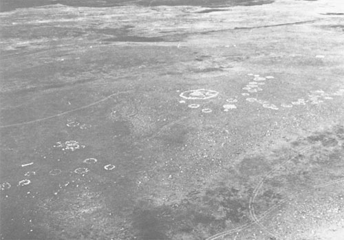 Aerial photography of so-called â€œtipi ringsâ€ in the Plains. 