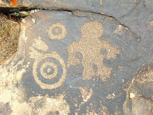 Rock art of the Anasazi, an ancient Pueblo people in the Southwestern USA. Found at Ridge near St George, Utah.